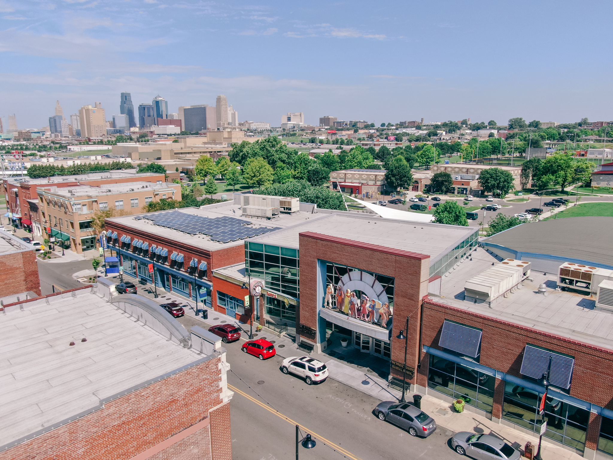 Aerial view of the historic 18th and Vine Jazz District in Kansas City, Missouri