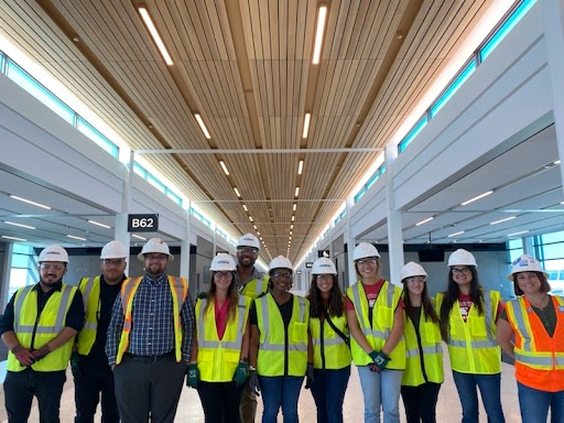 The team got a sneak peek of the New Terminal during construction.
